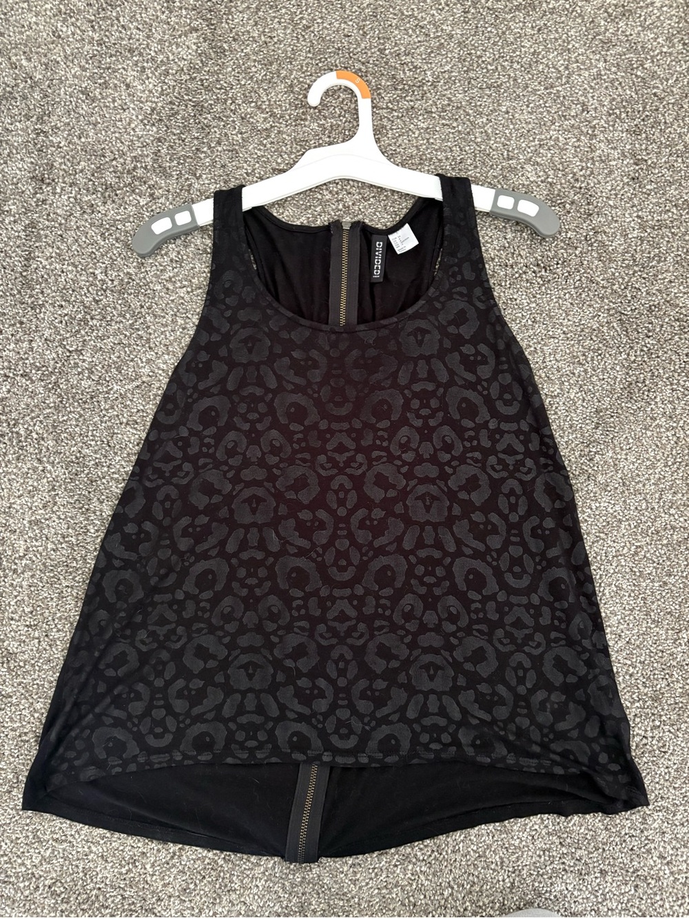 Divided by H & M Black on Black Leopard-Print Tank with Full- Length Back Zipper